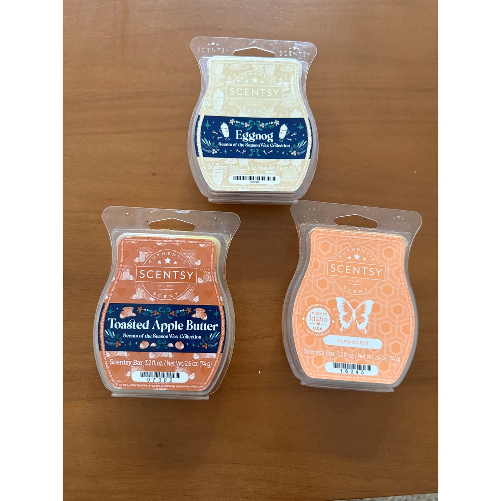 Lot of 3‎ Scentsy Wax Melts Bars Eggnog Toasted Apple Butter Pumpkin Roll 3.2 oz